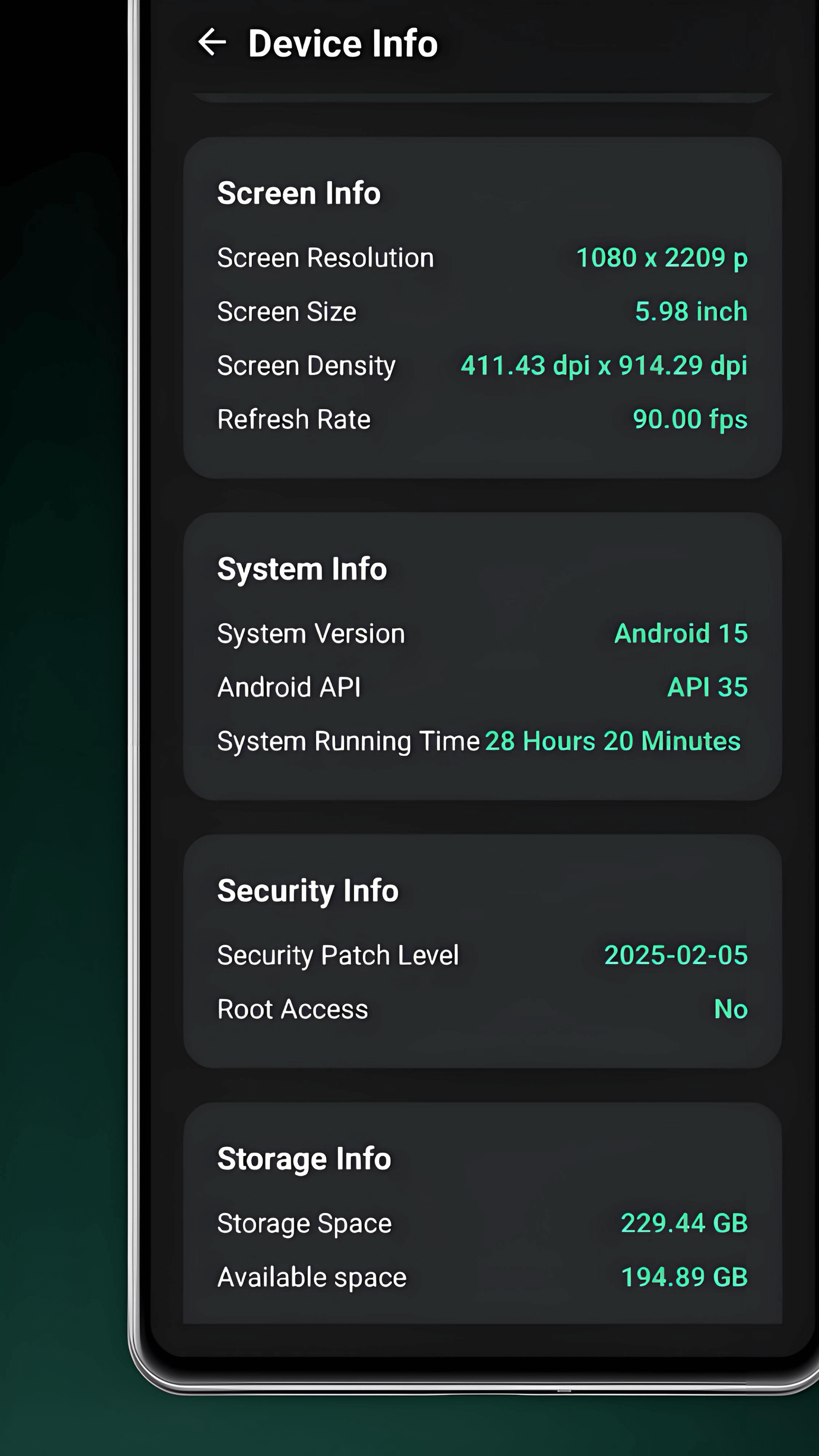 device info